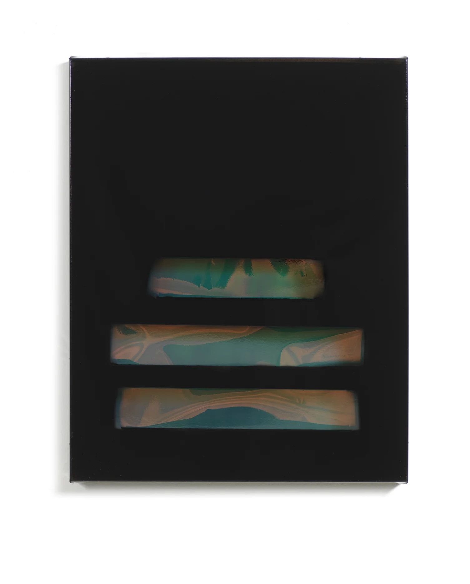 Free Room (Ravyn Lenae) Spray paint, iridescent film, vinyl 20 x 16 in