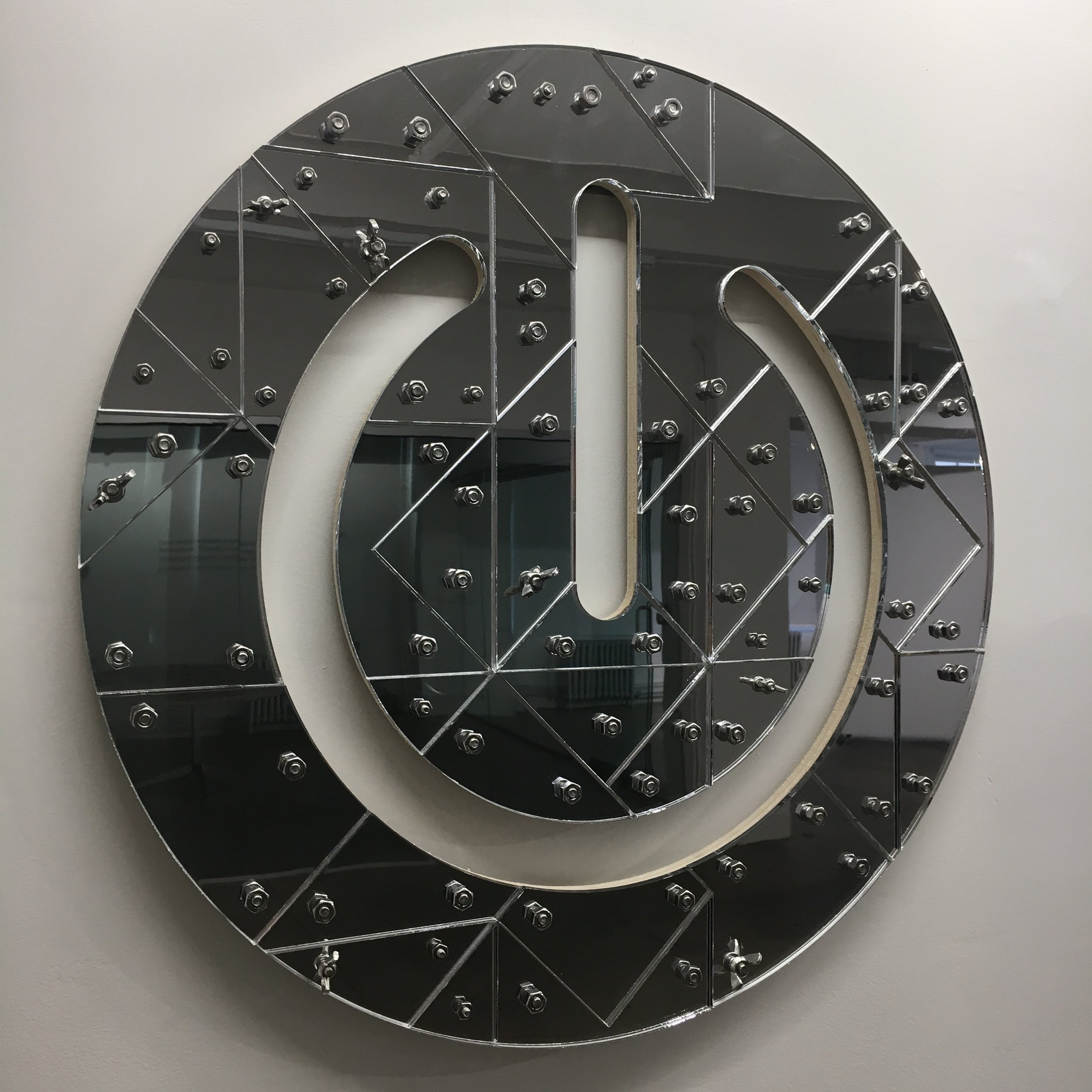 Last Dance (Blackamoors Collage #175)   Plexiglass, Mirror, Stainless Steel and red oak board 22 x 22 in