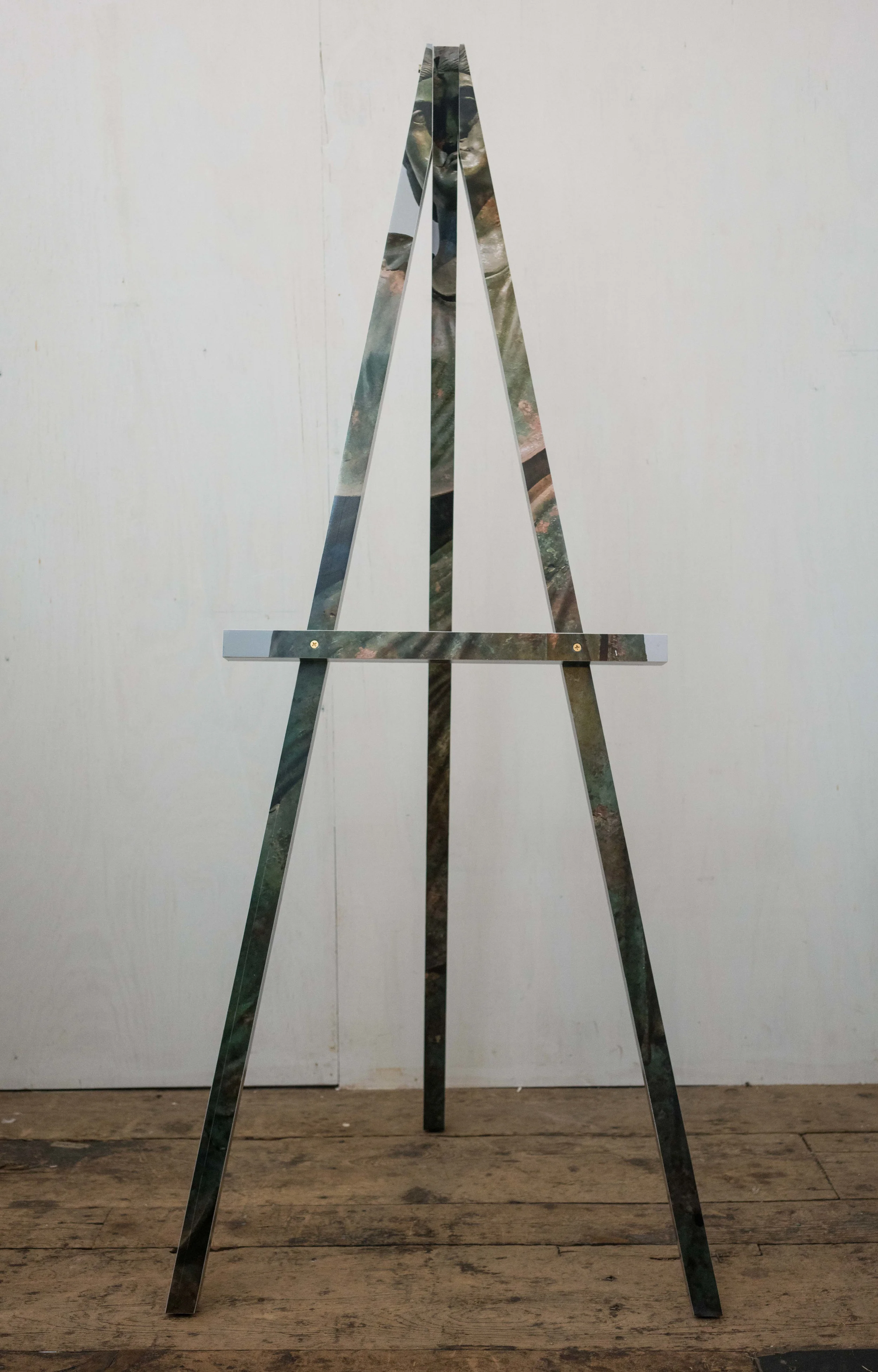 Easel (Damnatio Memoriae) Color photograph mounted on wood with brass hardware 68 x 29 x 29 in