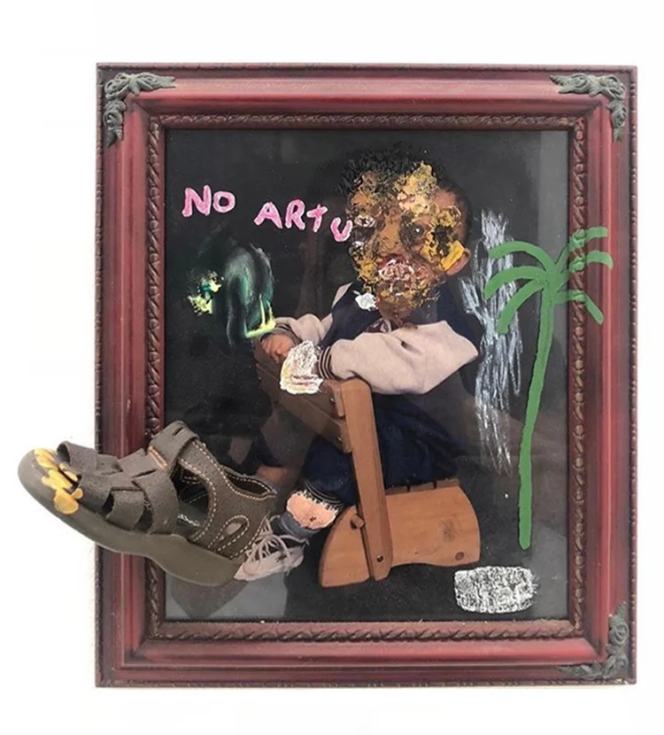 No Artu Mixed media on frame 18 x 16 in