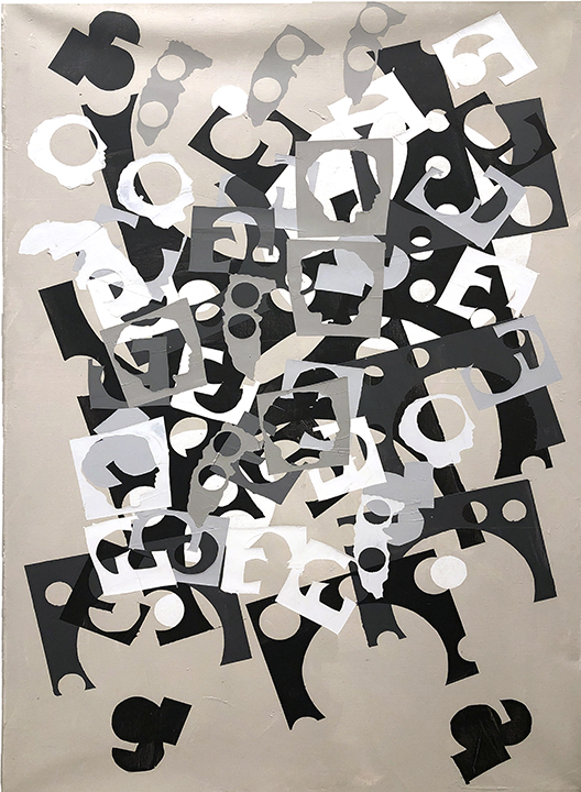 Acroterion in Taupe Acrylic on linen 72 x 47 in