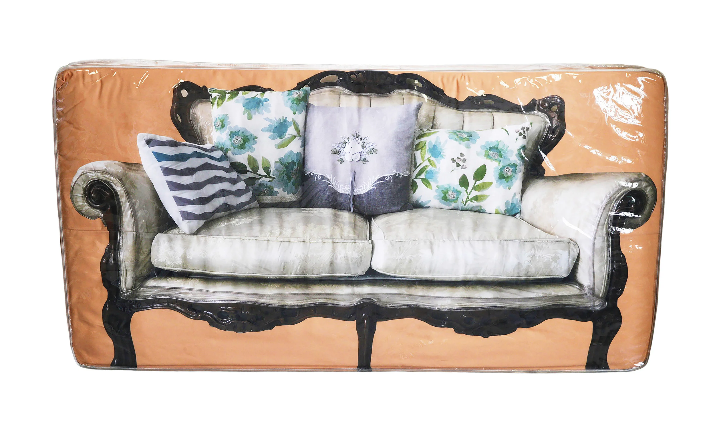 Andreas Couch Digital print on cotton fitted sheet, & twin mattress 38 1/2 x 74 x 6 in