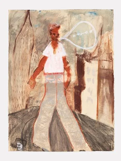 Curtis Santiago Taking Tanty Milli's Skull for a Walk Conte, pastel, charcoal on arches paper 30 x 22 in