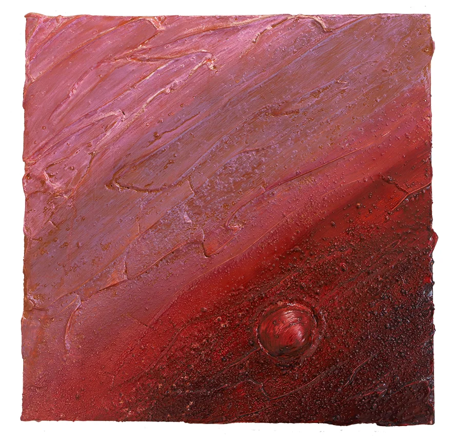 Meditation in red Oil on panel 12 x 12 in