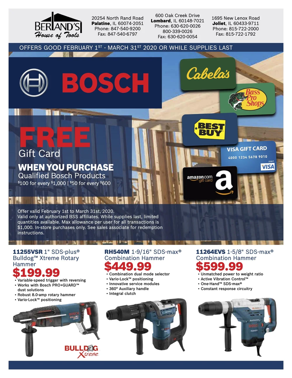 Bosch 1st Quarter Sale — Berland's House of Tools