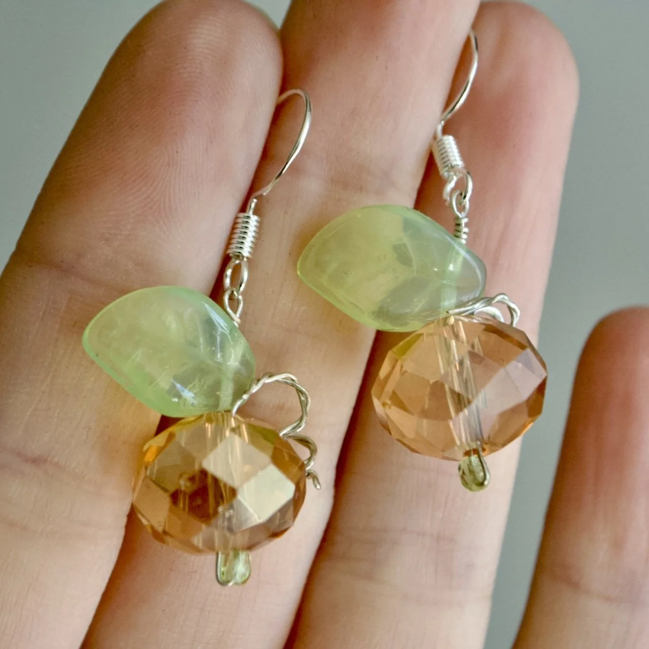 Orange Aura Crystal Sterling Silver Pumpkin Earrings
