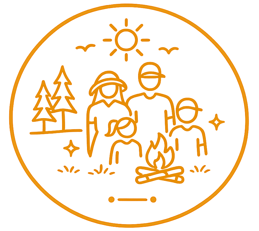 Family friendly icon representing welcoming accommodations, outdoor activities, and experiences for families of all ages at Monkey Island Resort.