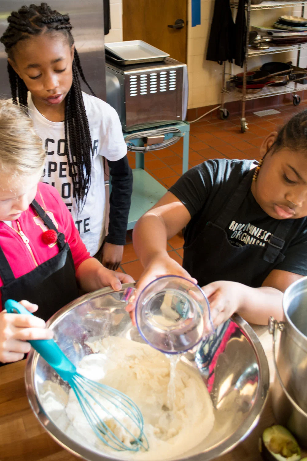 Next, we added in warm water and whisked away the lumps.