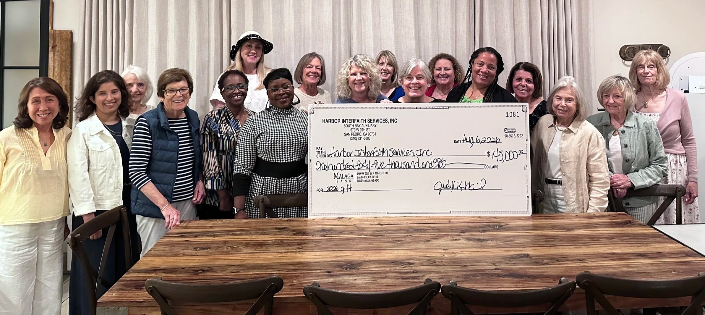 presenting check to HIS