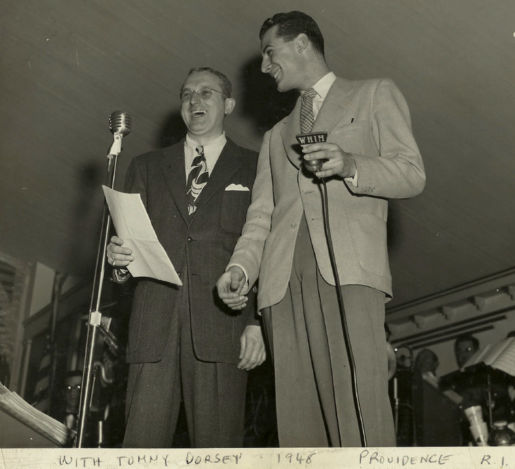 Jack Ellsworth with famous American jazz trombonist, composer, conductor and bandleader of the Big Band era- Tommy Dorsey - Providence, Rhode Island 1948