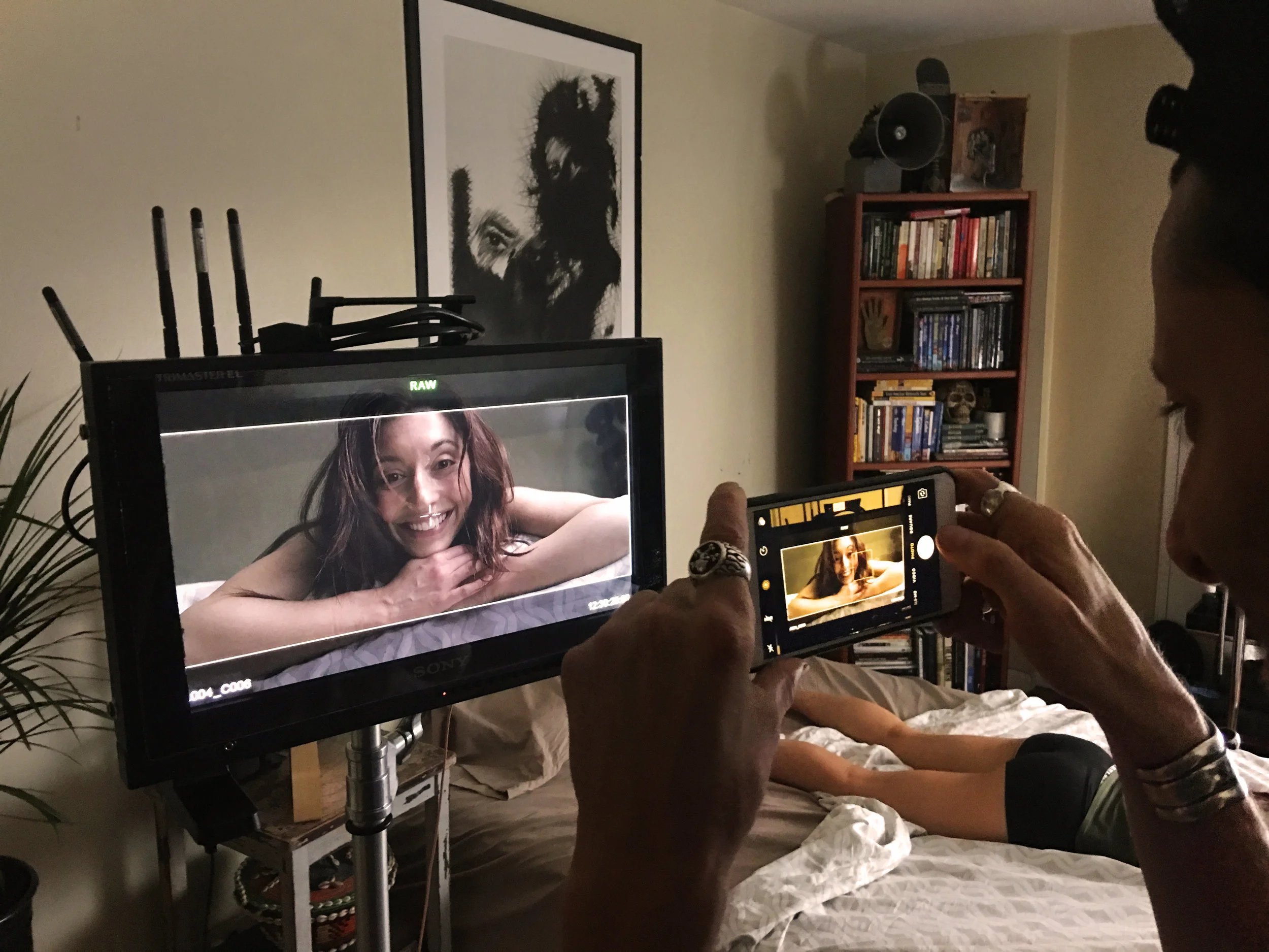 Danielle Guldin finds a bit of fun during the horror. 