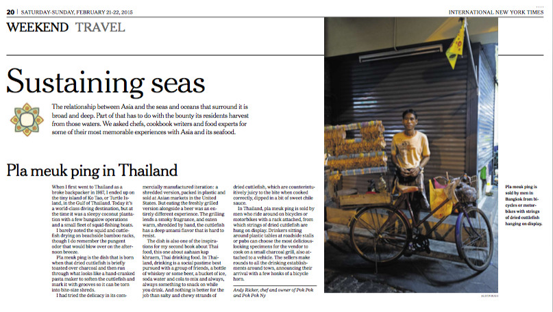  Photo: "Plaa meuk ping in Thailand",  New York Times . 