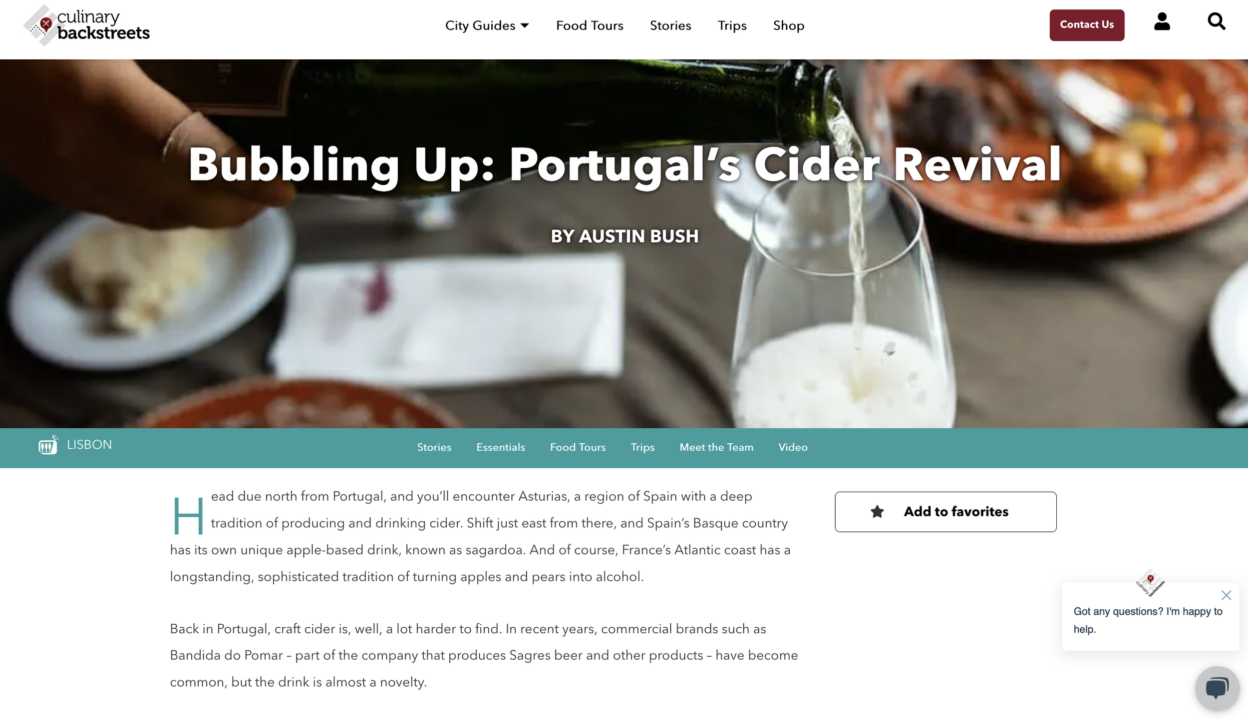  Click here to go to article: “ Bubbling up: Portugal’s cider revival ,” text, Culinary Backstreets 