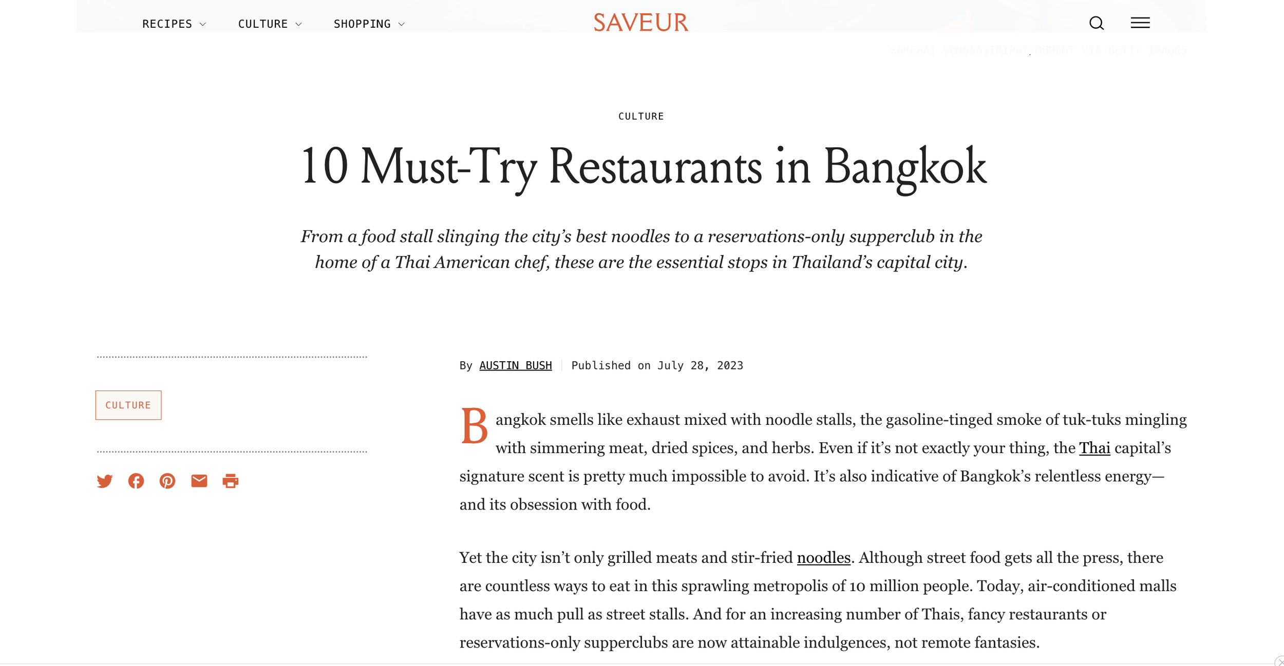  Click here to go to article: “ 10 Must-Try Restaurants in Bangkok ,” text and photos, Saveur 