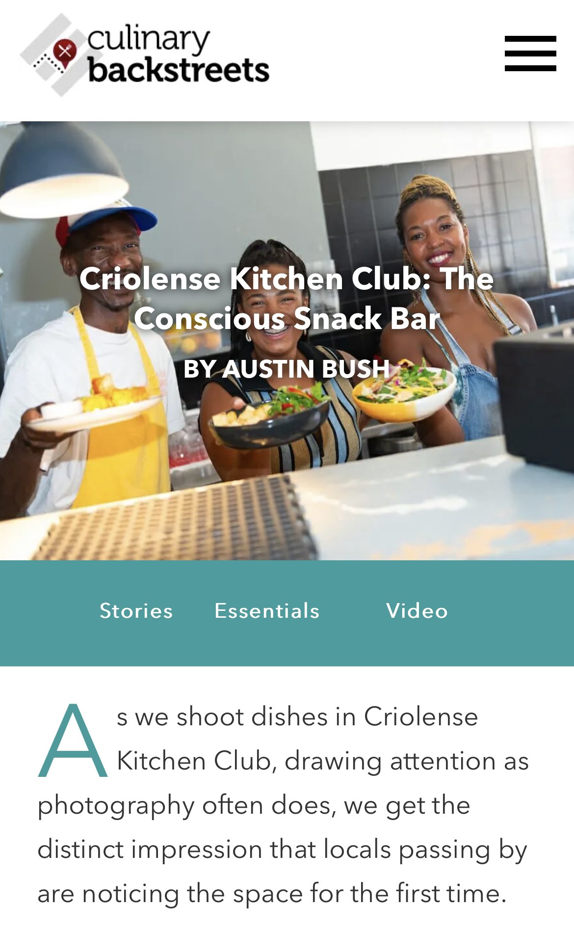  Click here to go to article: “ Criolense Kitchen Club: The Conscious Snack Bar ,” text and photos, Culinary Backstreets 