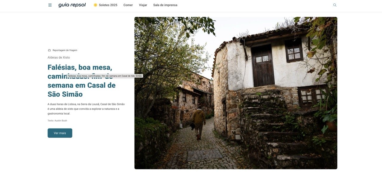  Click here to read the article: “ Falésias, boa mesa, caminhadas: fim-de-semana em Casal de São Simão ,” text &amp; photos, Guia Repsol Portugal 