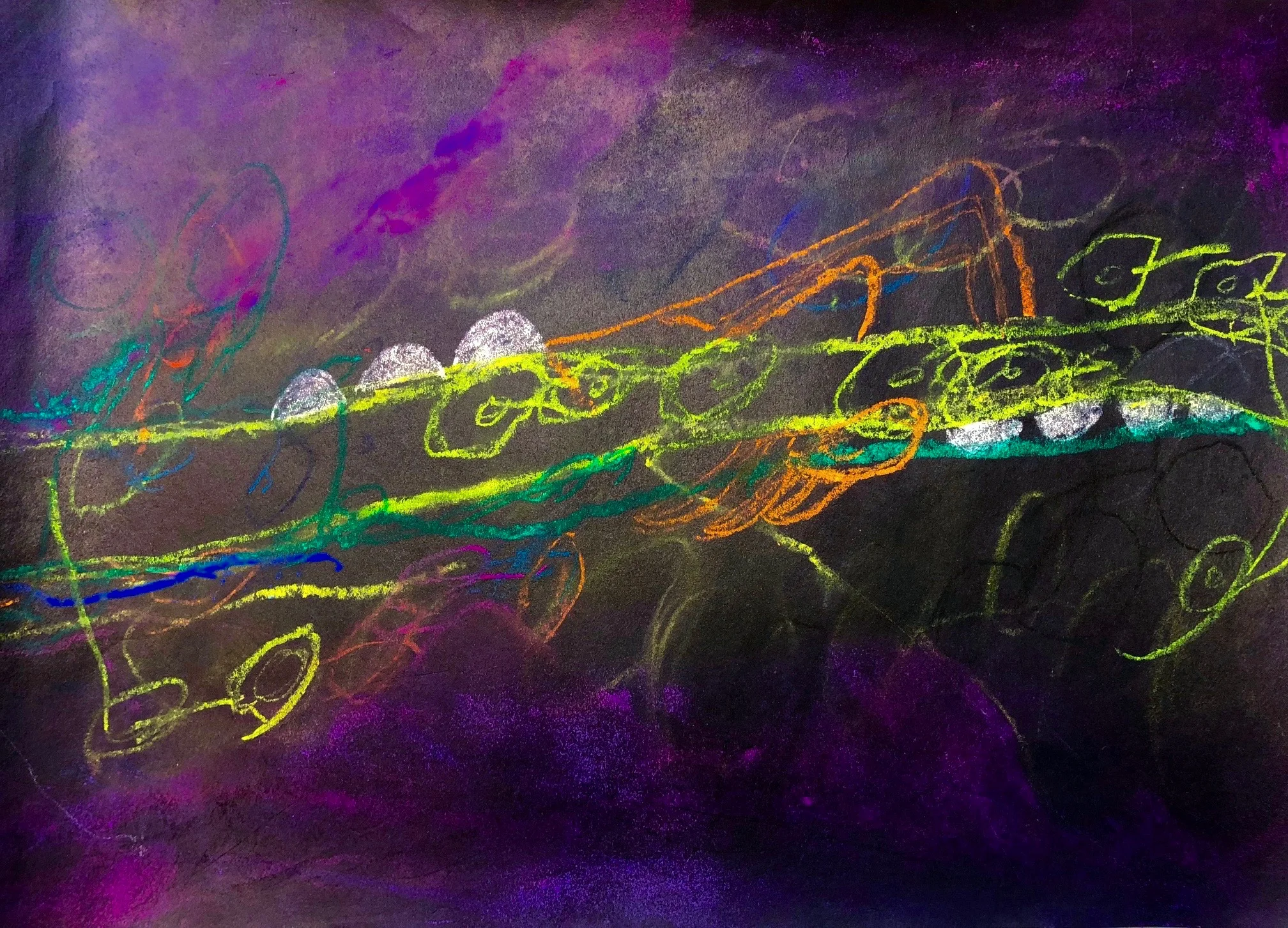 "Saxophone" Music Series Oil Paint & Charcoal on Canvas, 24" x 17"