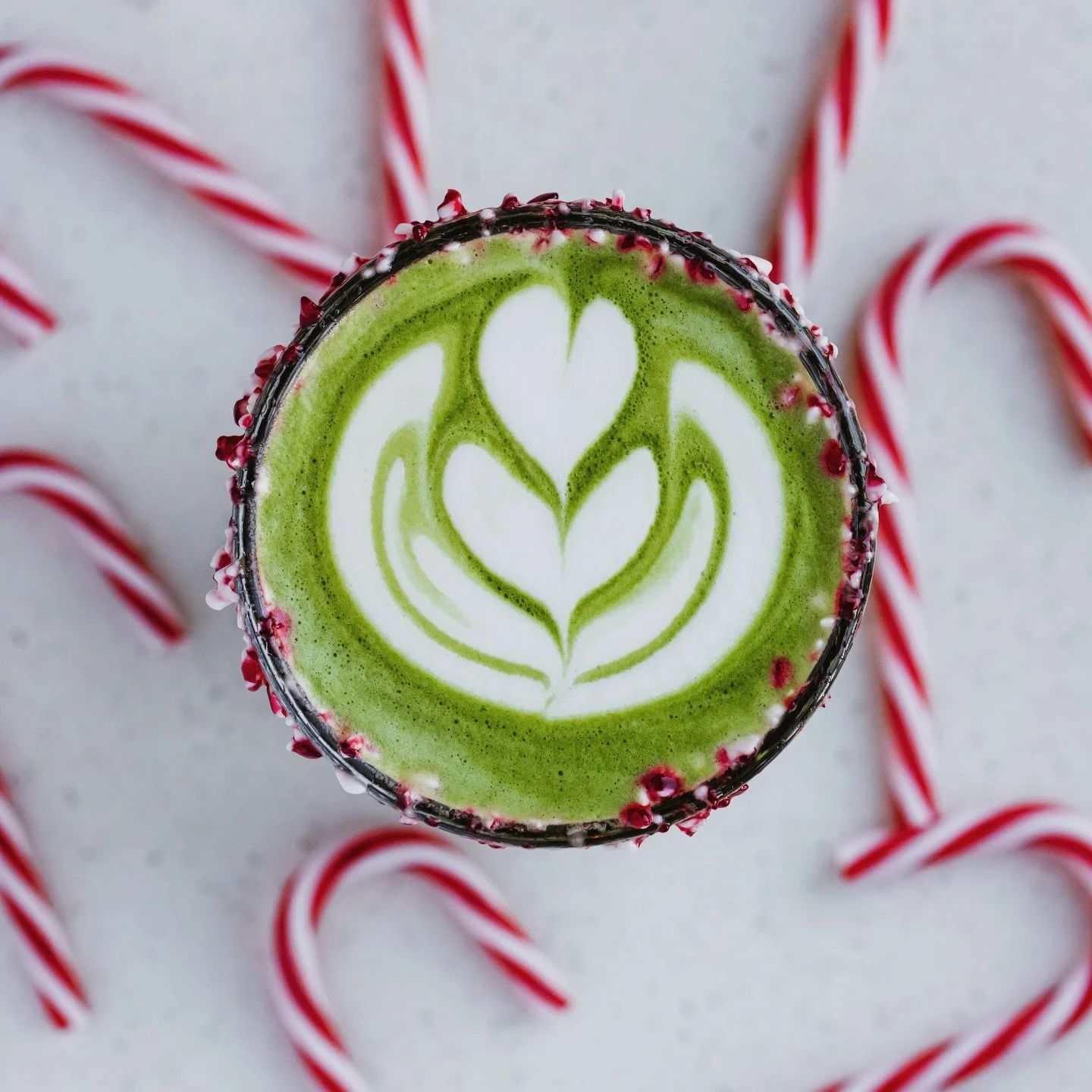 Candy cane matcha is back and better than ever! 😍🎄🎅🏽 #theirthere