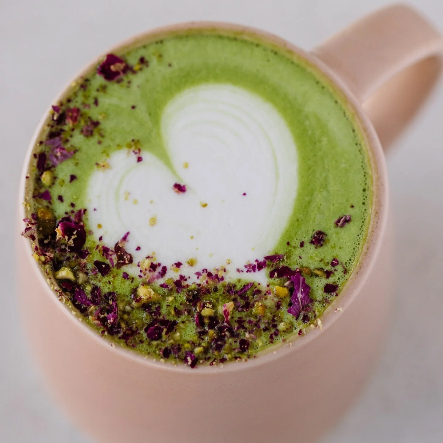 last few days for this beauty 🥀 rose pistachio matcha 🍵 #theirthere #matcha #brunch