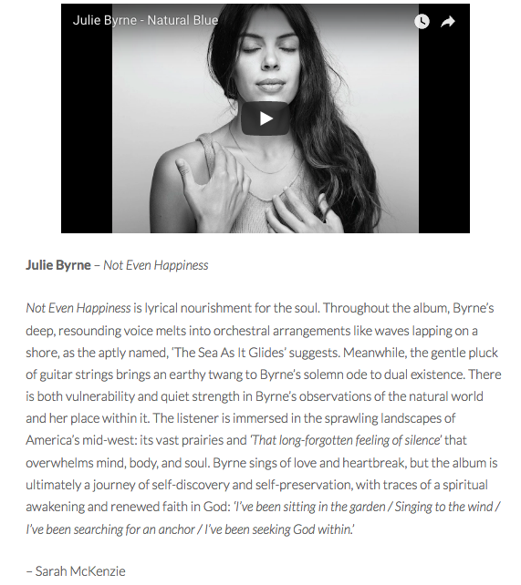 Review of Julie Byrne's album 'Not Even Happiness'