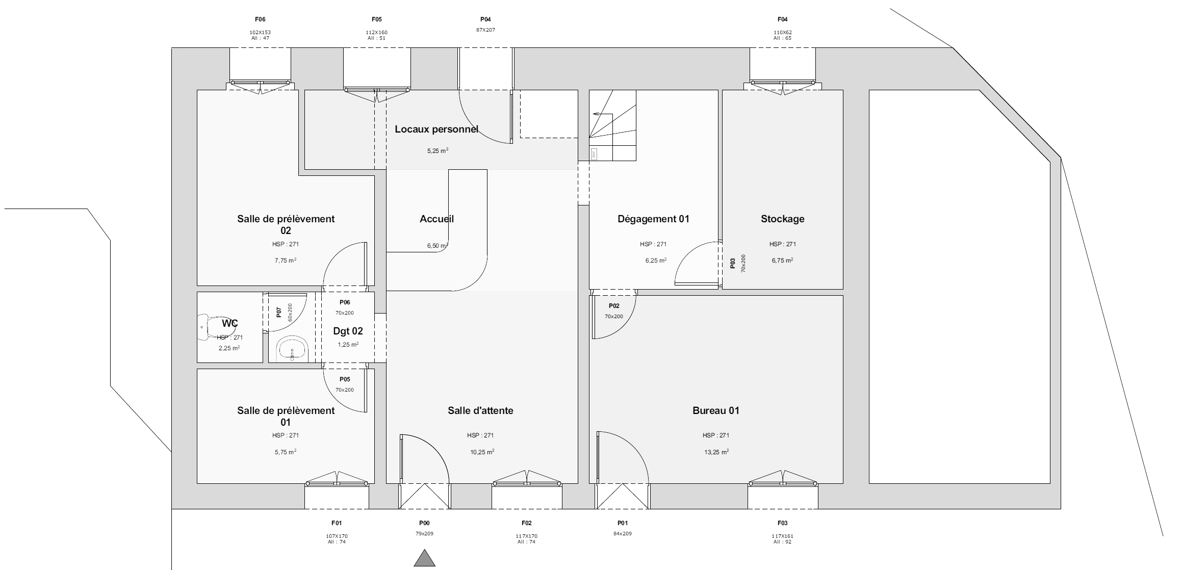 PLAN ACTUEL DU RDC DU LABORATOIRE | crédits photo : AER Architecture