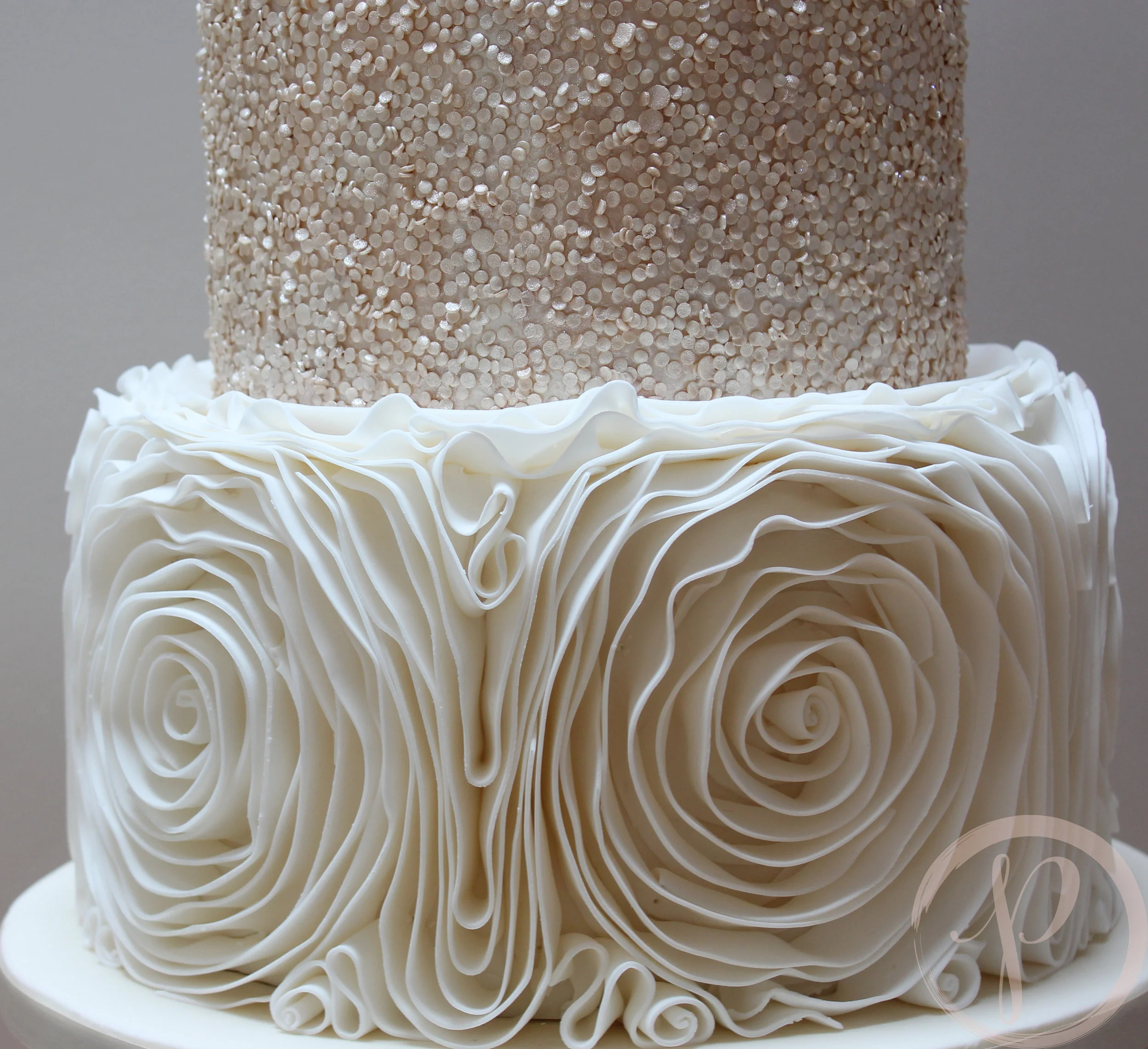 Sugar rose ruffles and champagne sequins