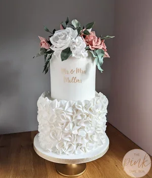 Elegant 2 tier intimate wedding cake with sugar flowers