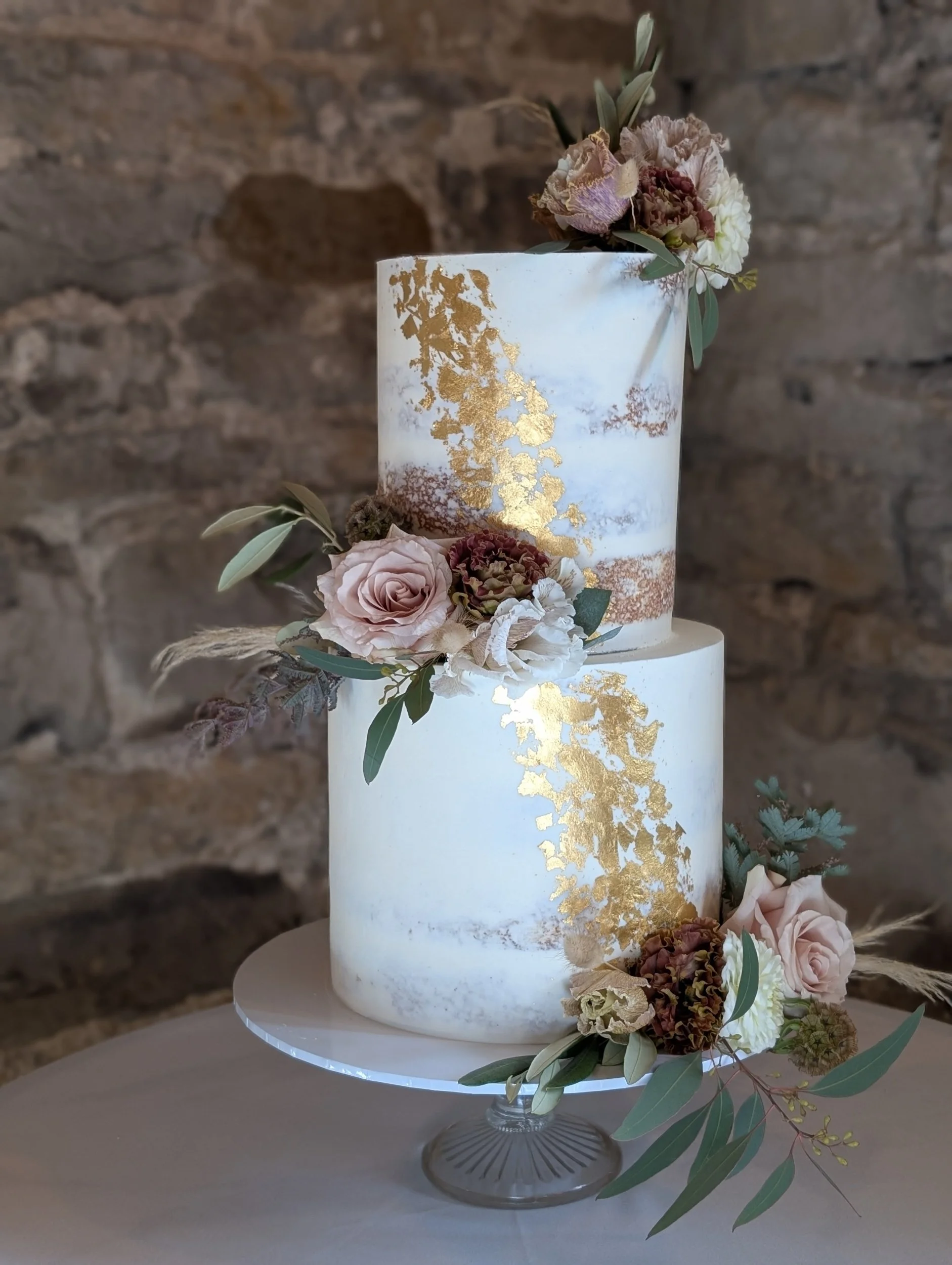 Semi naked 2 tier wedding cake