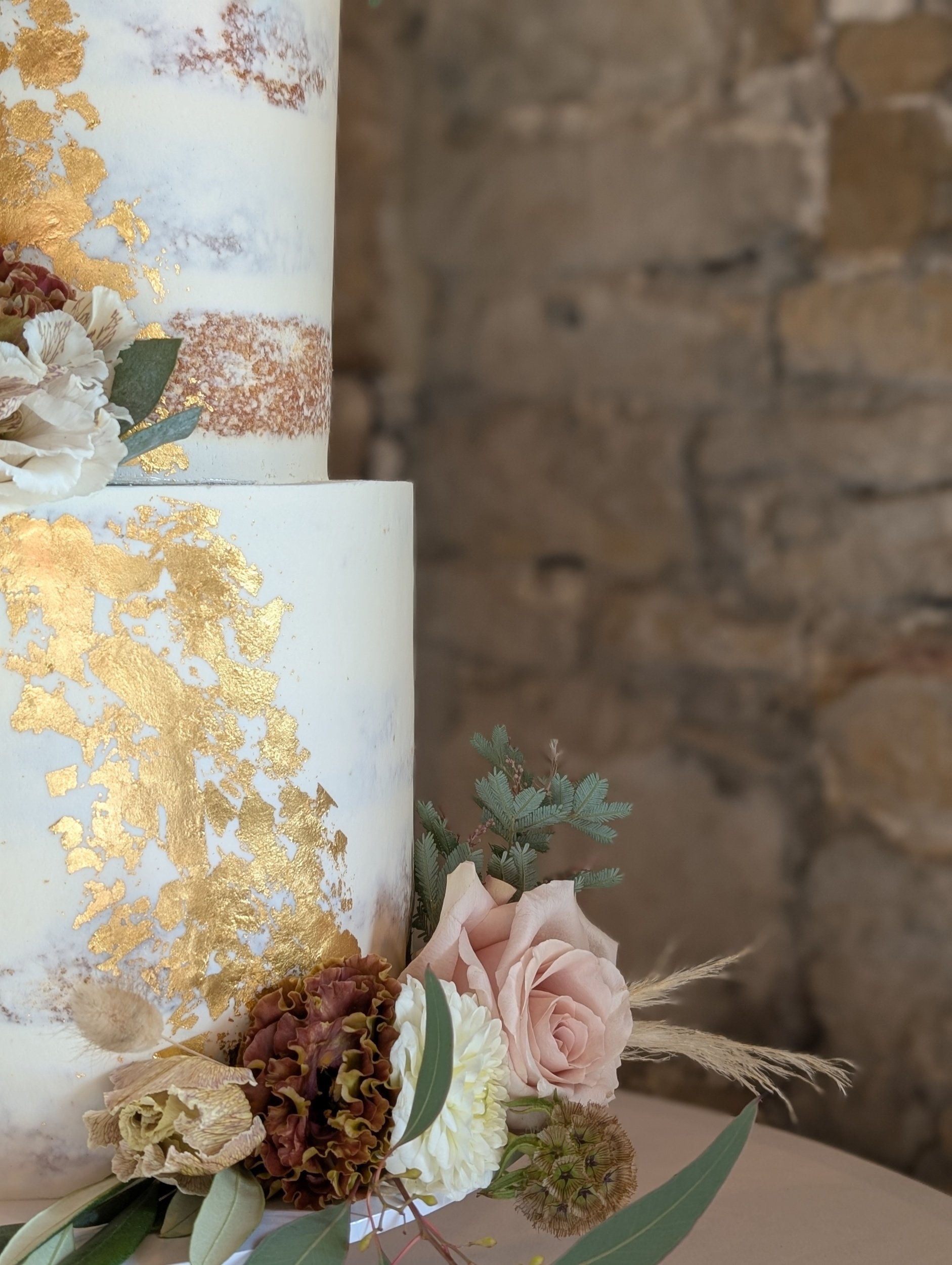 Semi naked 2 tier wedding cake