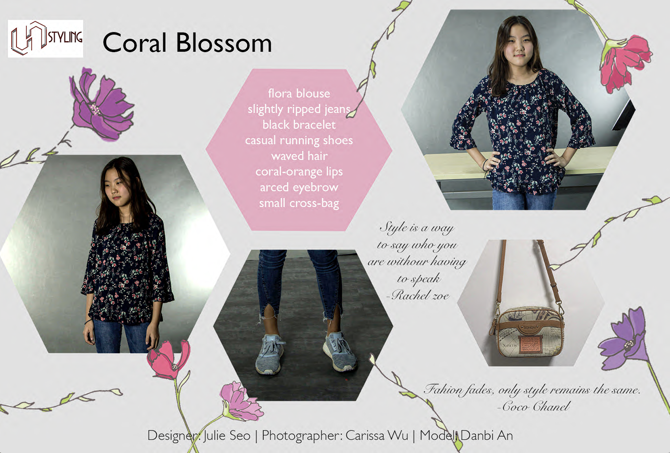 A visual feature on outfits inspired by Spring taken from Lis’Luna , a fashion magazine made by the Fashion Club. (see Lis’Luna )