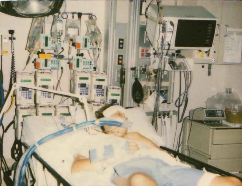 He spent seemingly endless nights in the hospital hooked up to many tubes and cables to keep him alive. (image supplied)