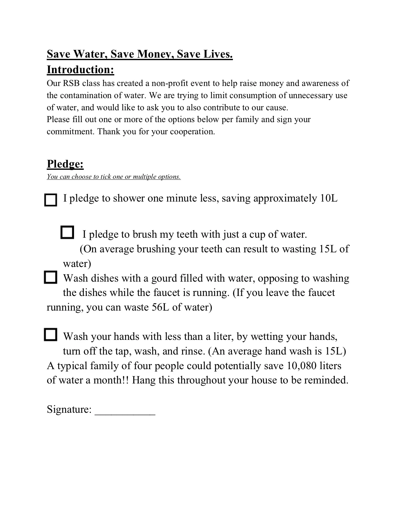 The pledge sheet we made and shared with movie night participants, as well as all of the middle school staff.