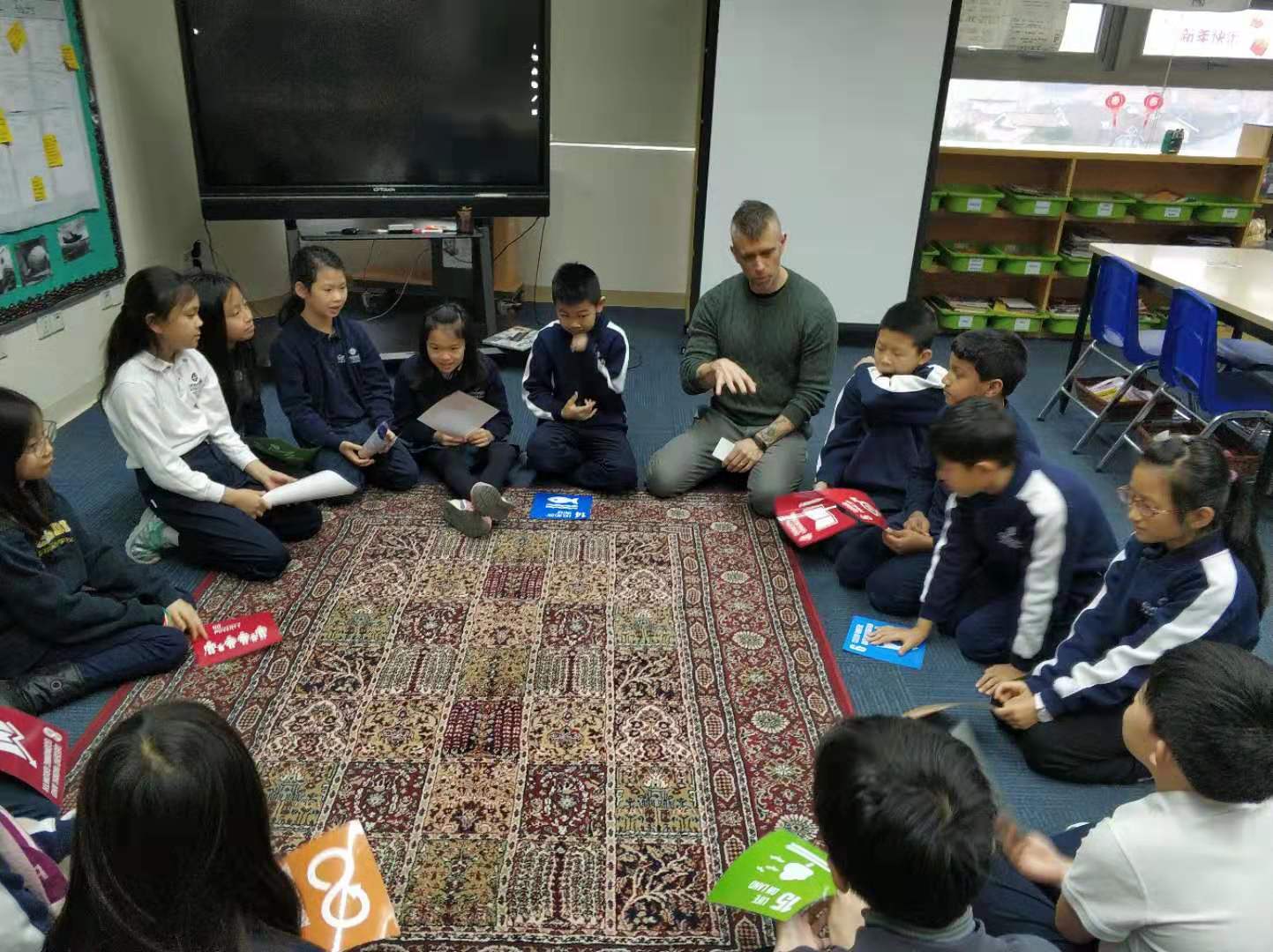 Steve Sostak from Inspire Citizens, working with grade 4 students at Concordia.