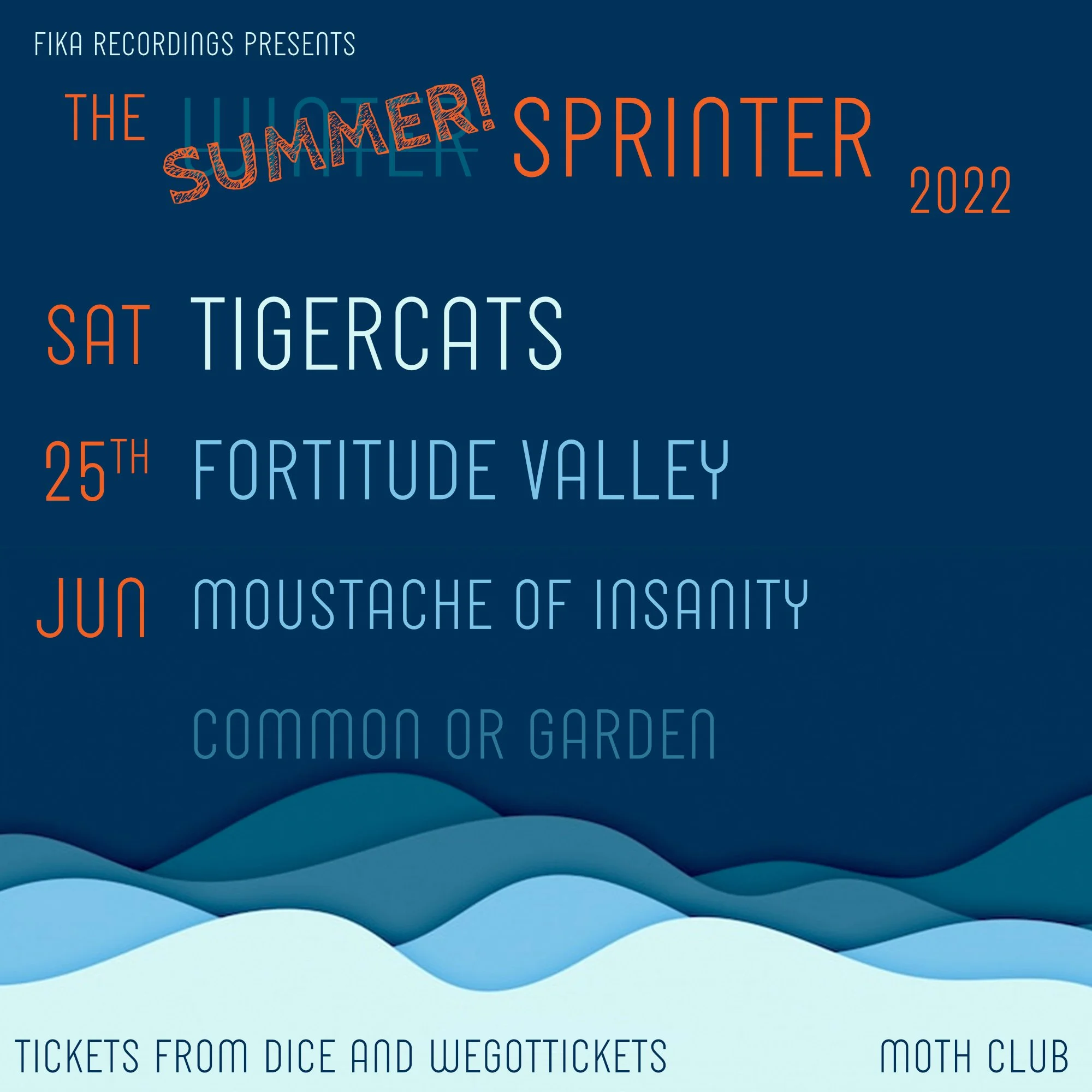 RESCHEDULED: The Winter Sprinter 2022: Tigercats + Fortitude Valley + Common or Garden