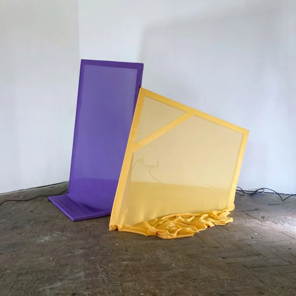 'Dimensions Variable (Purple and Mustard Chiffon)' by Artists' Benevolent Fund Fellow Casey Lauren Edwards