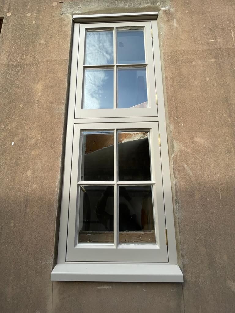 We fitted some bespoke traditional windows into this period property in Leominster finished to the customer's choice of colour and design and split the window so it can be opened on the stairs from each level.