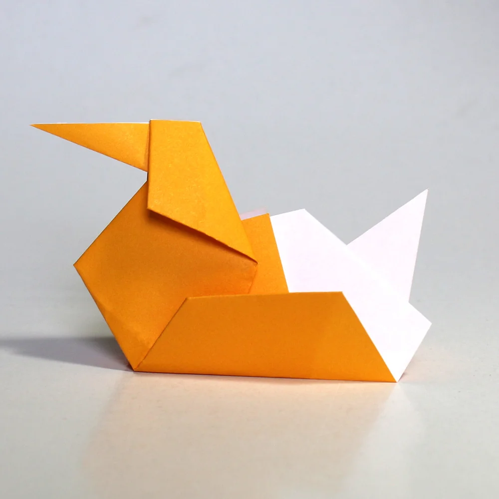 Origami Duck Folded Square — Sunbeam Yellow Origami Paper