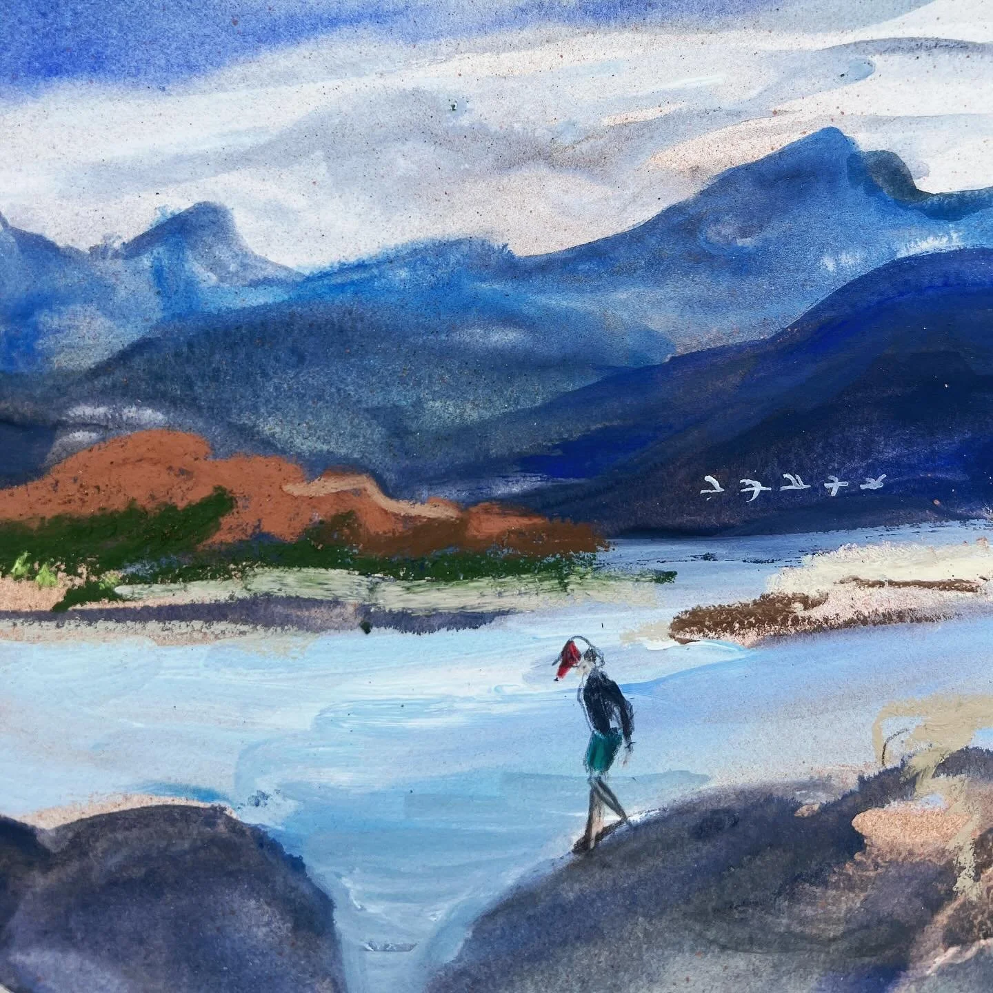 Day 4009: 🏴󠁧󠁢󠁳󠁣󠁴󠁿 lots of drawing today. The weather was cloudy and dead still which meant midges and so i had to run and hide indoors quite a bit. Still, we managed a couple of hours at beach before they chased us away, and the field full of 