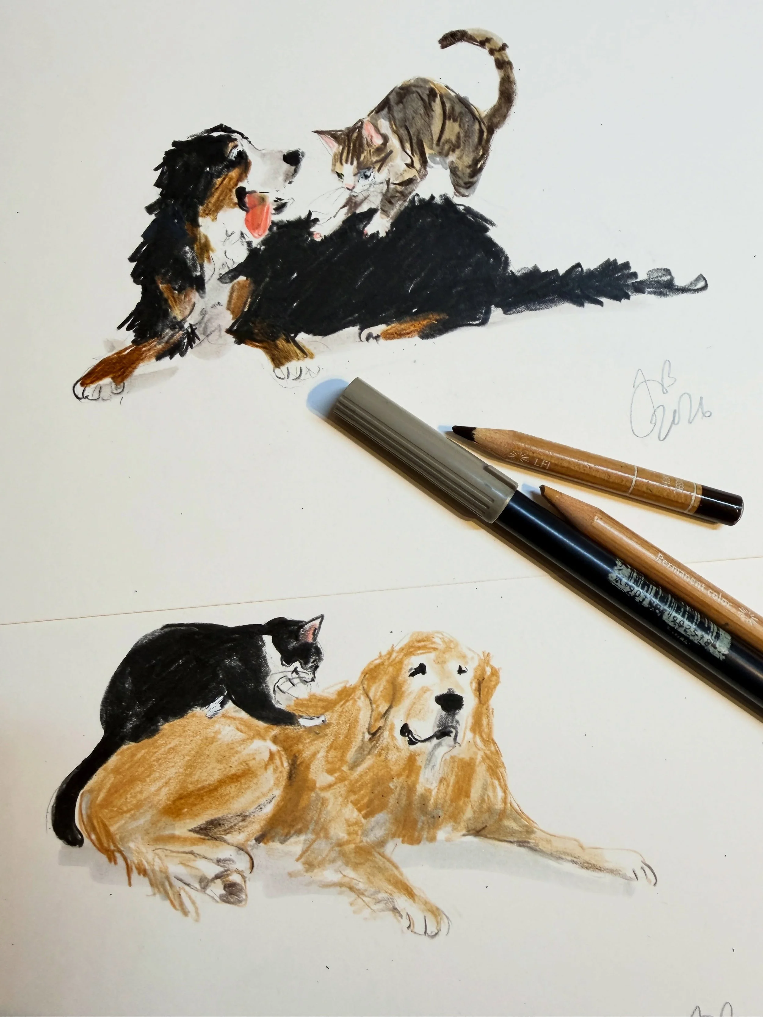 Day 4428: Sometimes you knead a friend 🐾 

#drawingadaychallenge #dogsofinstagram #catsofinstagram #dogsandcats #catkneading