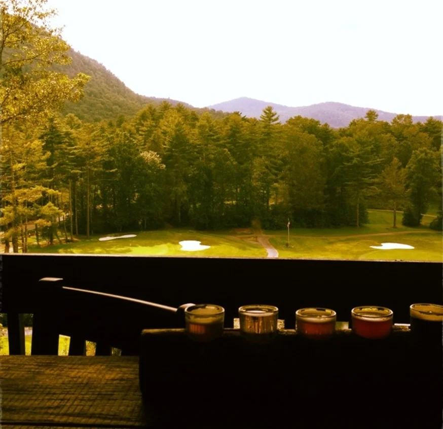The majestic view from the back deck at Sapphire Mountain Brewing Company.