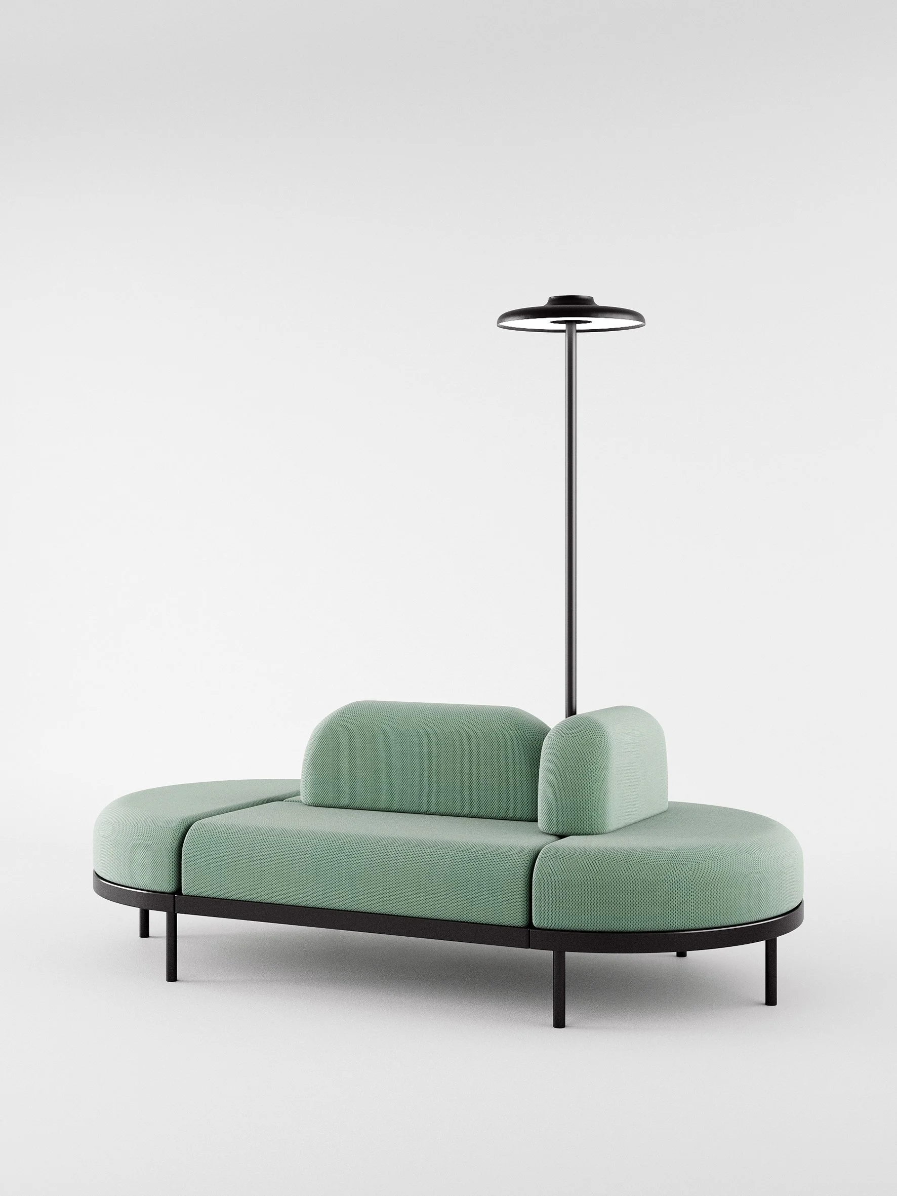  2×1 m configuration with B2 and B3 back supports, combined with an integrated LED lamp 