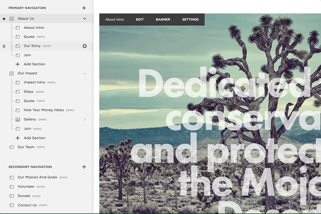 So for now drag the active pages to Secondary Pages.
