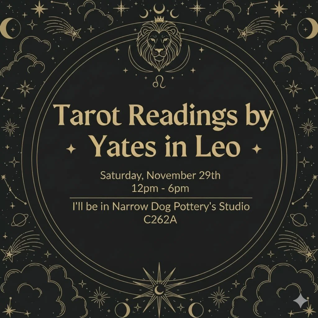 Tomorrow from 12pm - 6pm&hellip;

I&rsquo;ll be hanging out with @narrowdogpottery in her studios reading tarot cards🔮@

Small Business Saturday
Studio C262A
@screwfactoryart