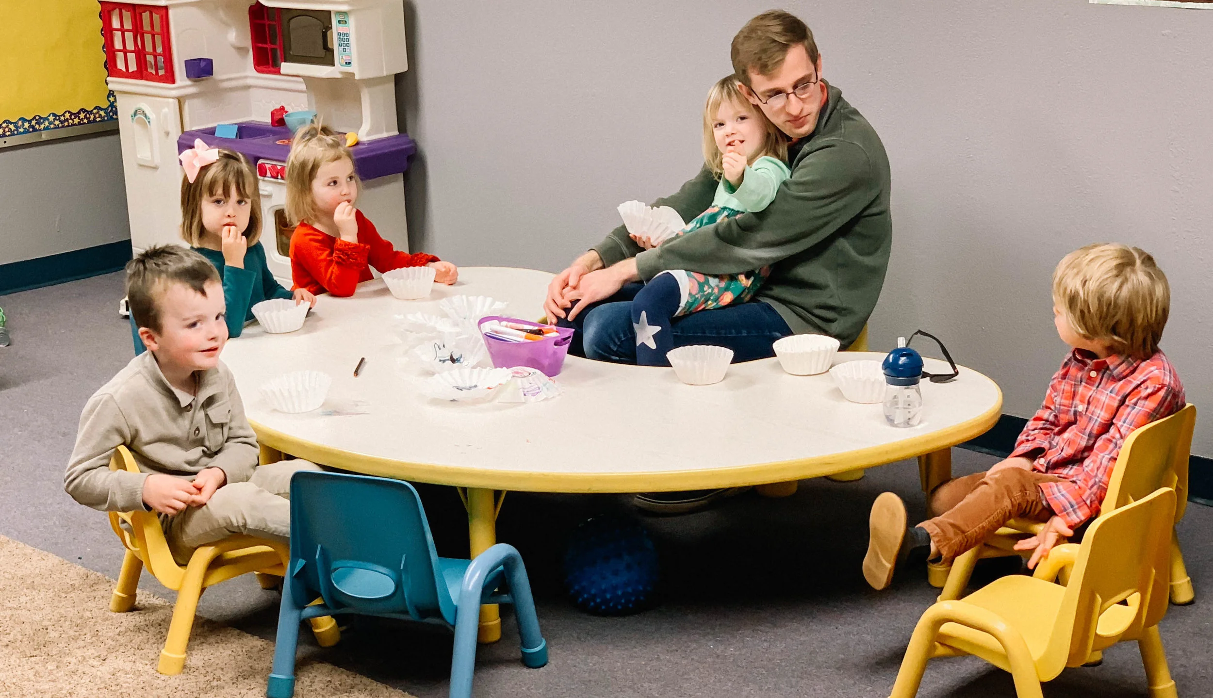 Children’s Ministry, kids doing crafts at church.