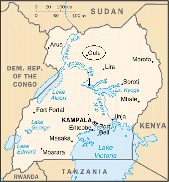Uganda Map and direction From Kampala To Gulu.GIF