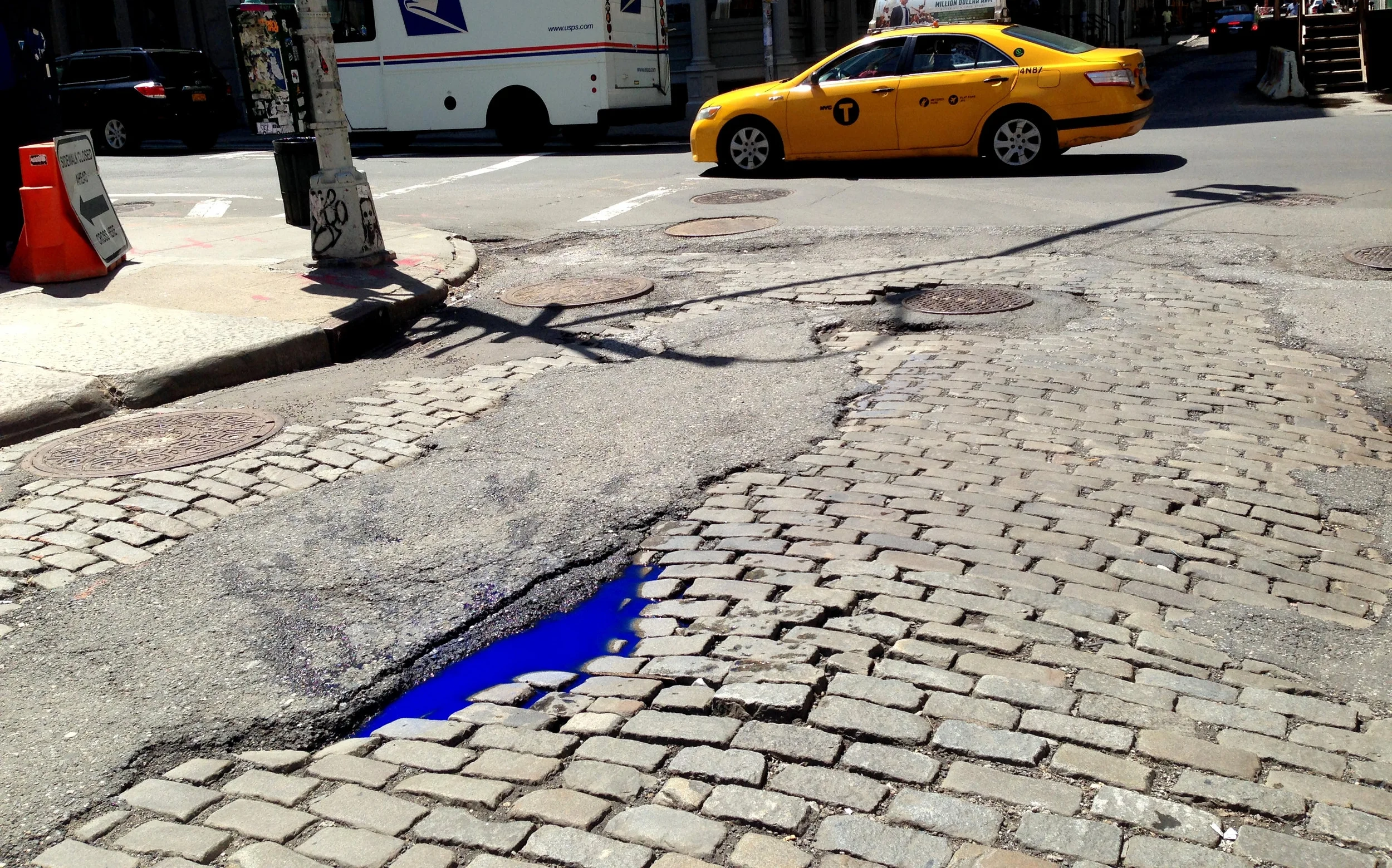 INTRUSION (blue puddles), 2014