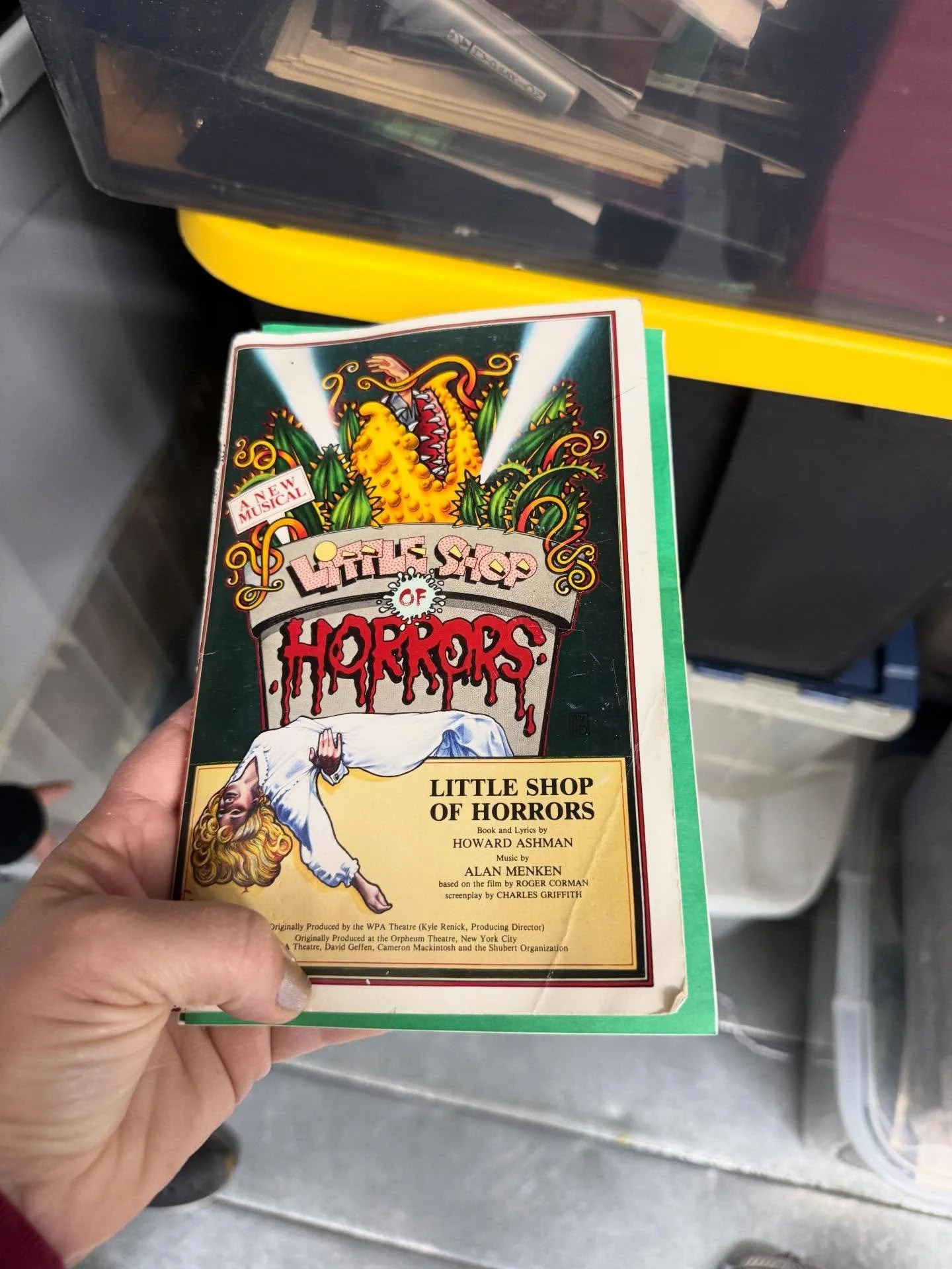 Christmas decorations coming out and finding fun stuff in storage. My senior thesis @lmutheatre #littleshopofhorrors @delreyplayers . Finley asked what the play was about . I said  a plant that eats people . He went &hellip; WHAT?! I followed up with