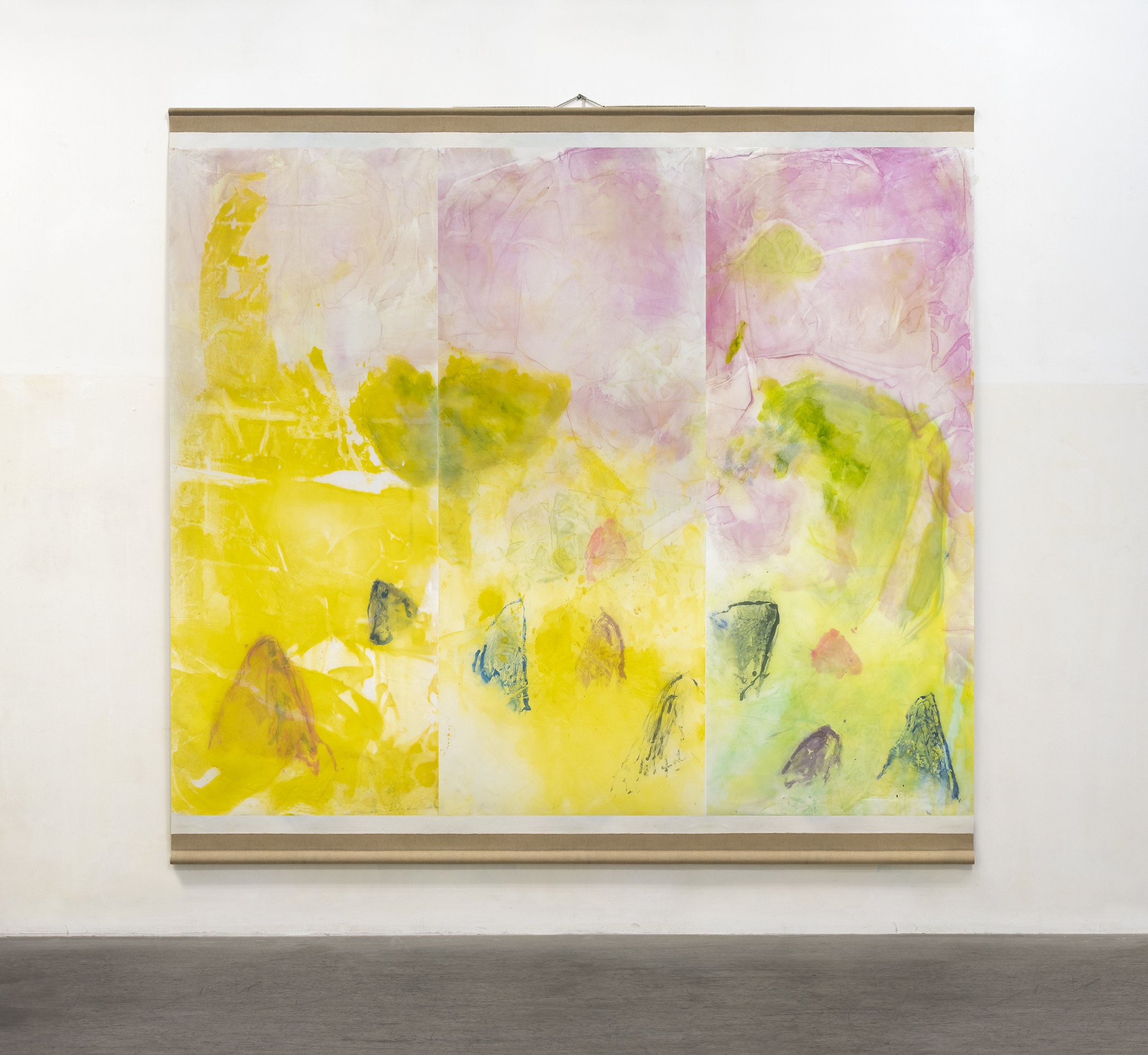   Rocks  ,  2019 200 x 300 cm Ink on Xuan paper mounted on canvas, metal sticks, wire 