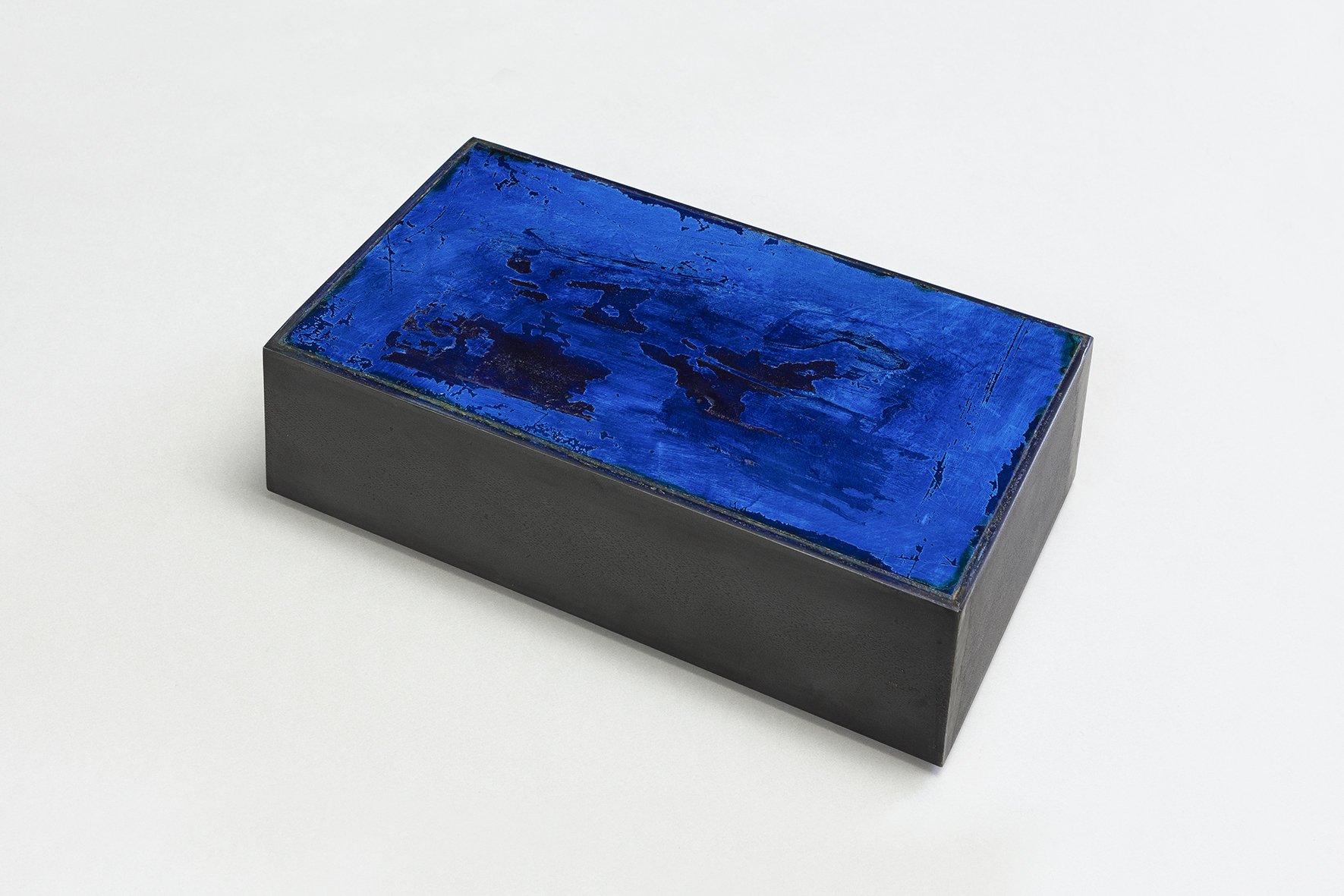  Floor Frescos, Blaue Stunde series, 2019 Ink on Alabaster plaster, mortar, metal frame 36 x 21 x 10 cm 