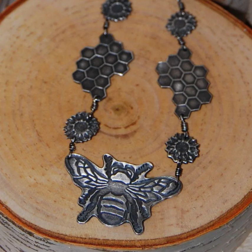 Bee + Honeycomb- necklace